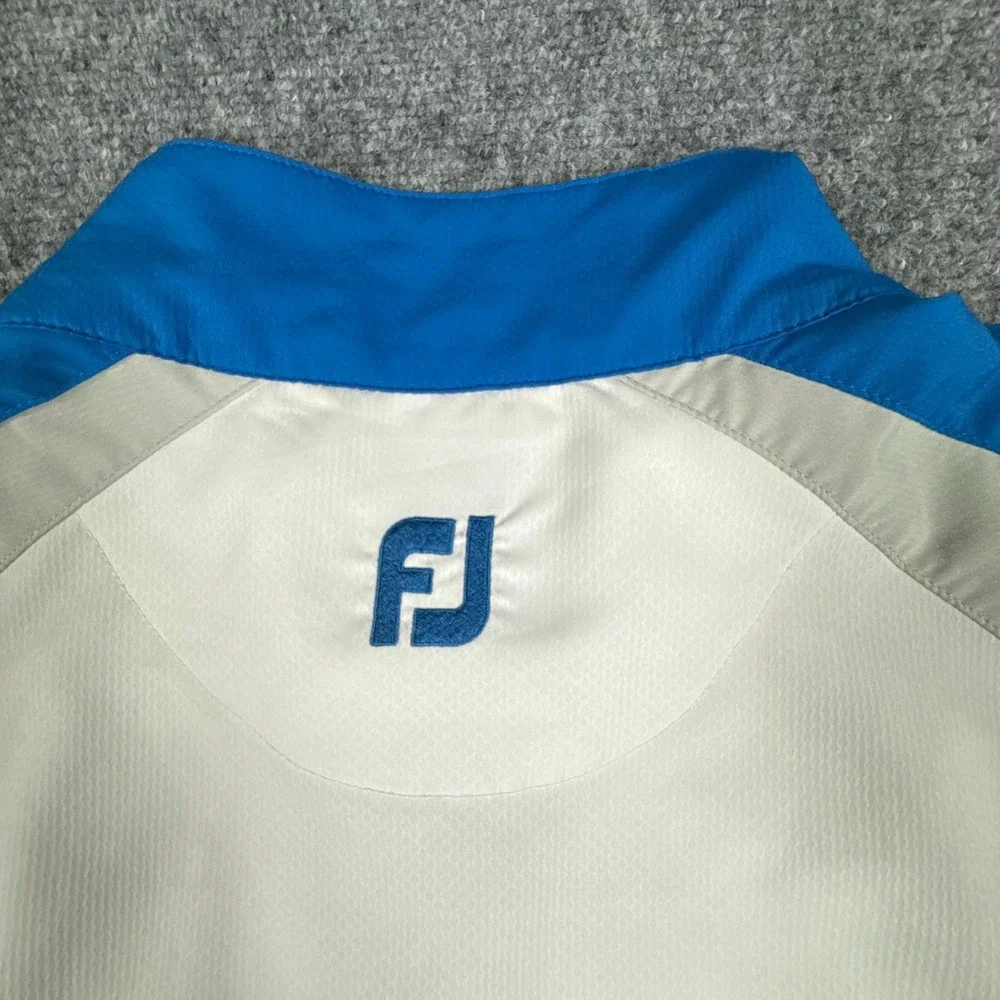 FootJoy Mens Large White Golf Windbreaker Pullover Quarter Zip Short Sleeve